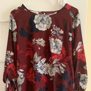 Womens Red Floral Blouse